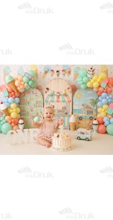 Tło fotograficzne „Słodka kraina lodów – pastelowa budka gelato” | UB_862